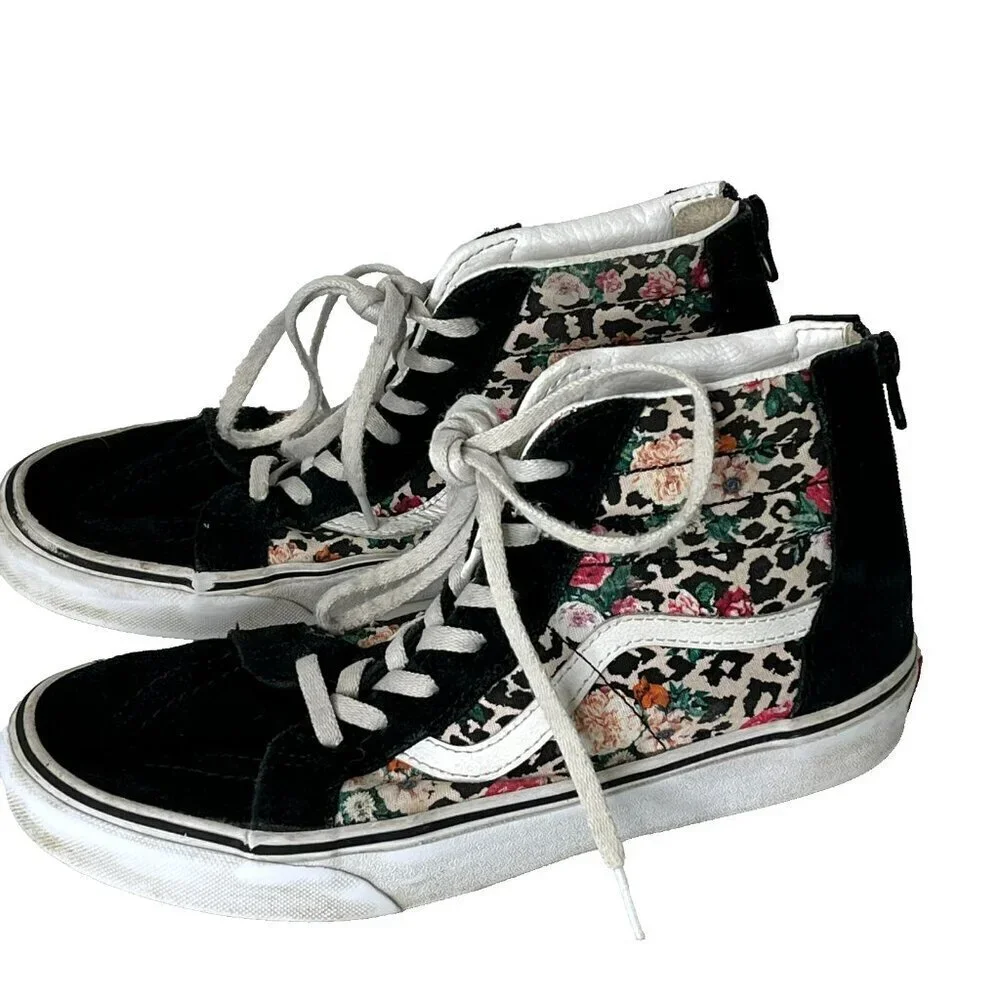 Vans Girls Sneaker Hi-Top Zip Back Floral Garden US 5.5 Juniors style 507698